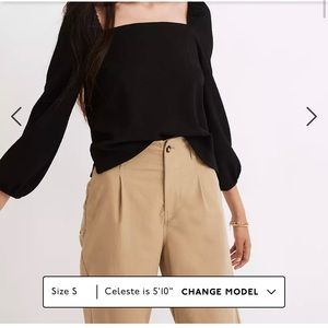 Madewell Black Square Neck Blouse